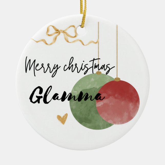 Ornamento De Cerâmica Vovó de aquarela (Frente)