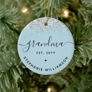 Ornamento De Cerâmica Vovó Est Glitter Confetti - Presentes Personalizad