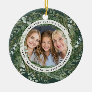 Ornamento De Cerâmica Vovó: Foto da coroa do Natal elegante