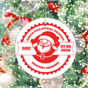 Ornamento De Cerâmica Vovó Grávida Anunciando Natal