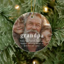 Ornamento De Cerâmica Vovô | Presente de Natal de Foto Sentimental