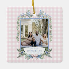 Ornamento De Cerâmica Vovô Rosa e Azul Holly Natal