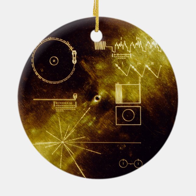 Ornamento De Cerâmica Voyager 1 + 2 Sons do Cobrir Dourado do Registro d (Traseira)