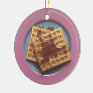 Ornamento De Cerâmica Waffles com xarope