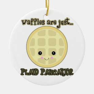 Ornamento De Cerâmica waffles kawaii são apenas panquecas xadrez