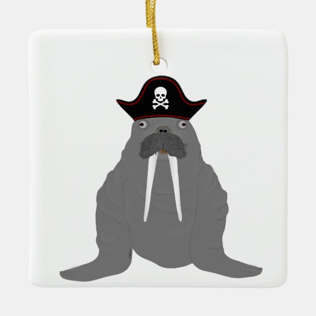 Ornamento De Cerâmica Walrus Pirate Ornament (Frente)