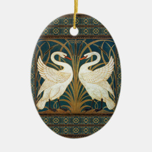 Ornamento De Cerâmica Walter Crane Swan, Rush E Iris Art Nouveau