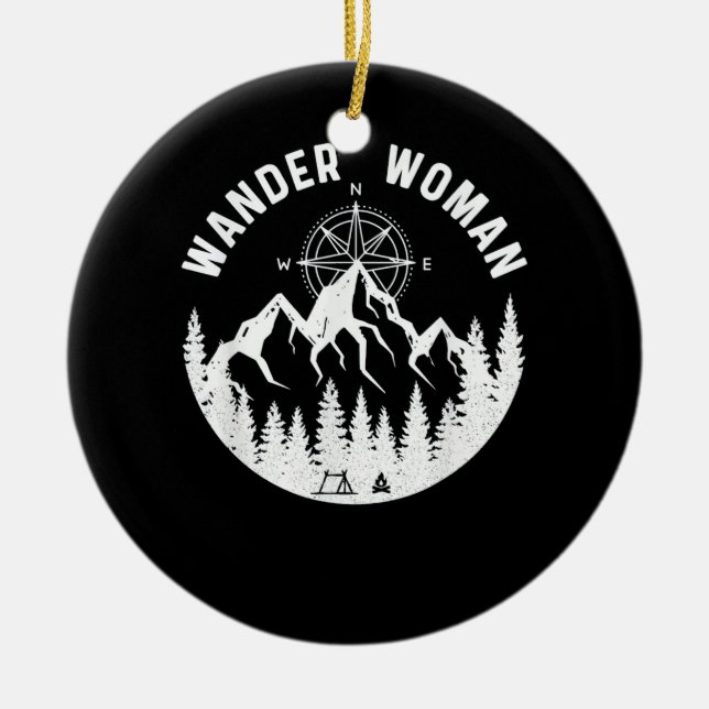 Ornamento De Cerâmica Wander Woman Hiking Adventure (Frente)