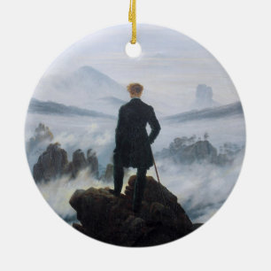 Ornamento De Cerâmica Wanderer Acima do Mar de Nevoeiro (por C.D. Friedr