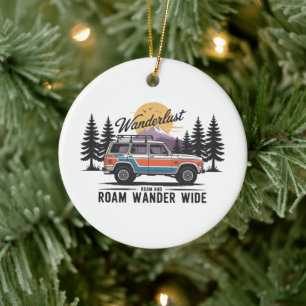 Ornamento De Cerâmica Wanderlust Camper - Roam e Roam Wander Wide