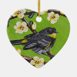 Ornamento De Cerâmica Warbler da Garganta Amarelo ~ Primavera