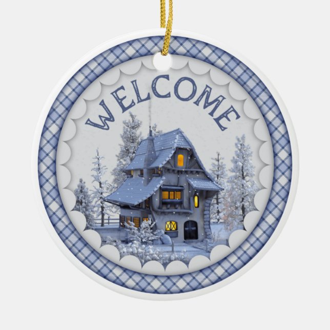 Ornamento De Cerâmica Warm Winter Welcome (Frente)