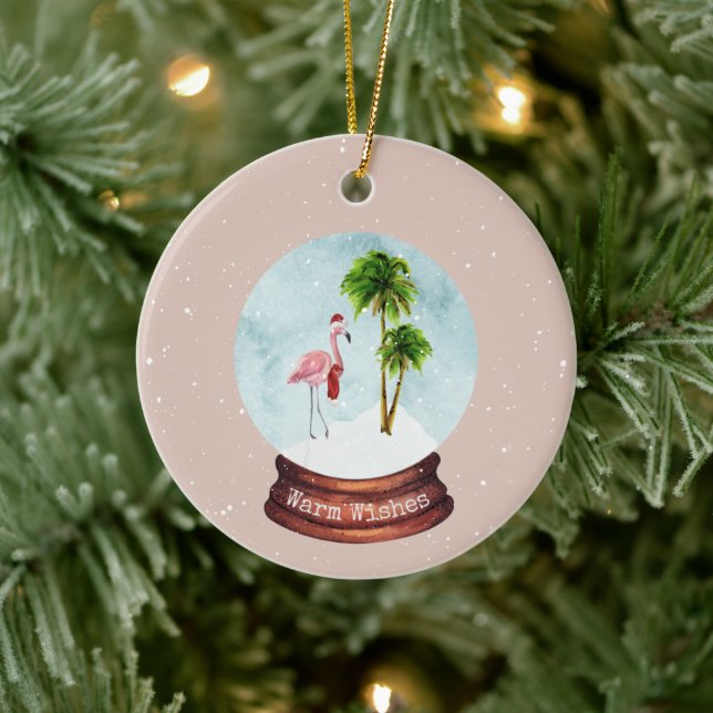 Ornamento De Cerâmica Warm Wish Flamingo Snowglobe (Árvore)