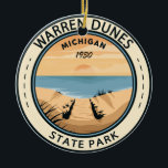 Ornamento De Cerâmica Warren Dunes State Park Michigan Vintage<br><div class="desc">Warren Dunes State Park trabalho de arte design. As grandes dunas de areia e praias de praia do parque fazem dele um dos parques estaduais mais populares do Michigan</div>