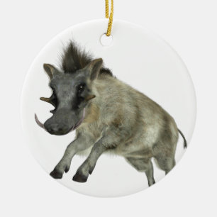 Ornamento De Cerâmica Warthog que salta à direita