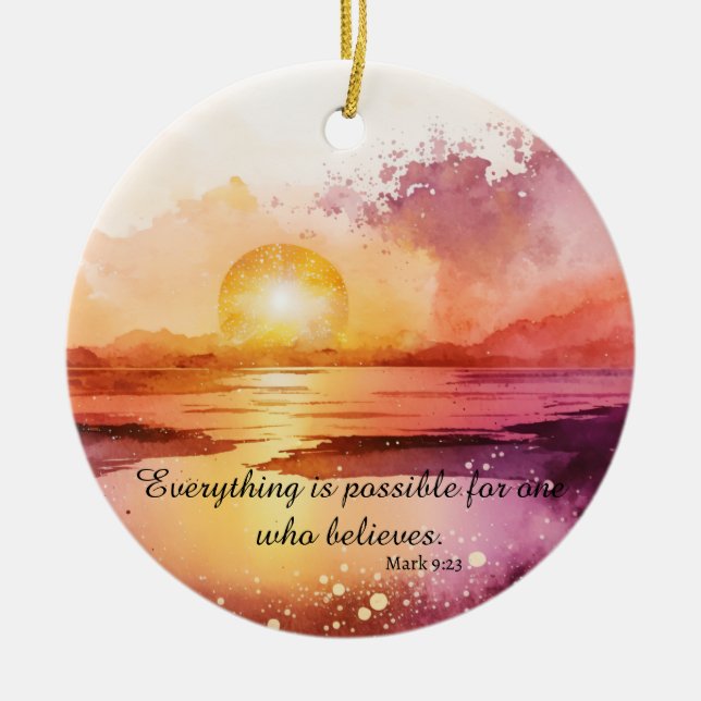 Ornamento De Cerâmica Watercolor Beach Series Design 3 (Frente)