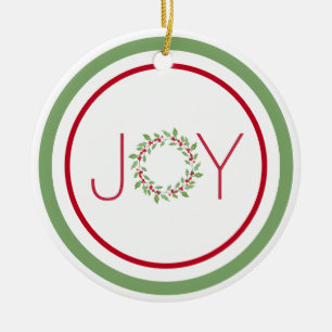 Ornamento De Cerâmica Watercolor Holly Wreath