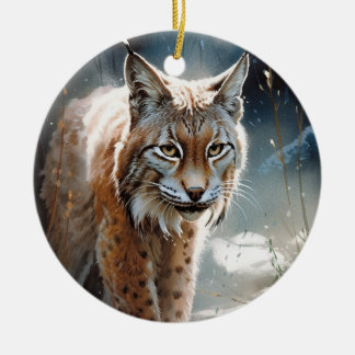 Ornamento De Cerâmica Watercolor Lynx