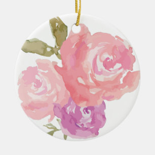 ORNAMENTO DE CERÂMICA WATERCOLOR PEONY TRÊS