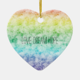 Ornamento De Cerâmica Watercolor Rainbow Love Dream Hope Personalizado