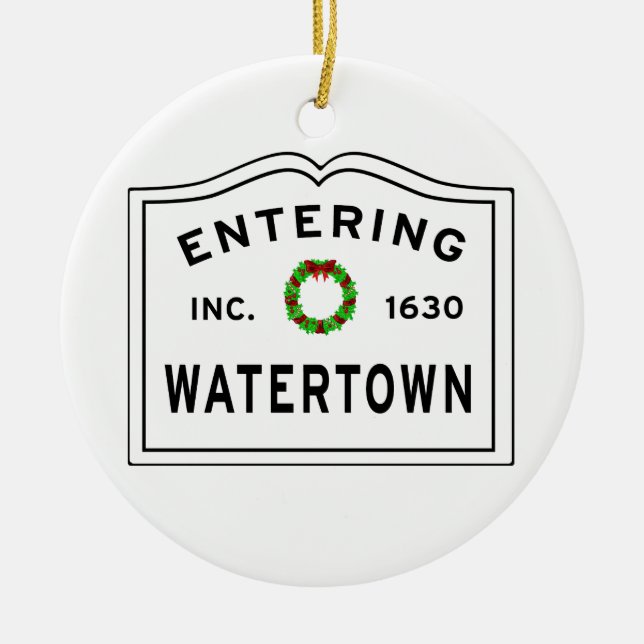 Ornamento De Cerâmica Watertown, MÃE Holiday Wreath Metal Ornament (Frente)
