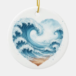 ORNAMENTO DE CERÂMICA WAVES EM FORMA DE CORAÇÃO DE ÁGUA NA PRAIA