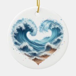 ORNAMENTO DE CERÂMICA WAVES EM FORMA DE CORAÇÃO DE ÁGUA NA PRAIA