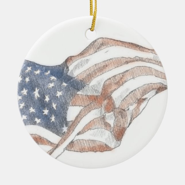 Ornamento De Cerâmica Waving American Flag Ornament de Natal (Frente)
