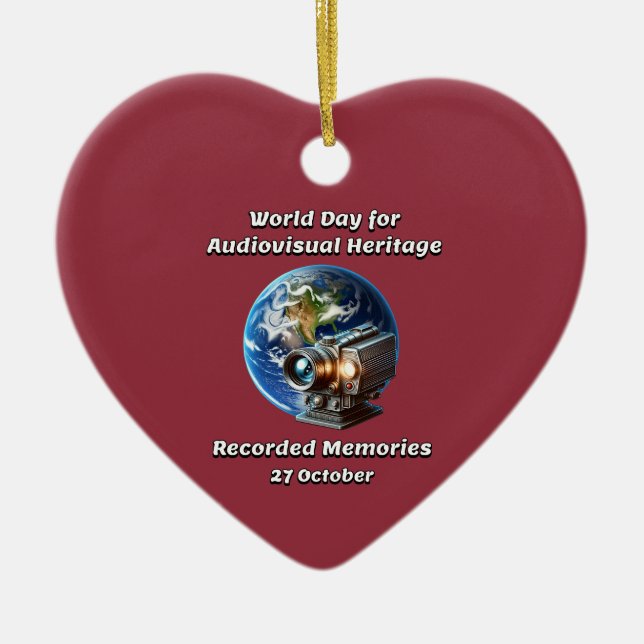 Ornamento De Cerâmica WDAH. Memórias Gravadas. 27 de outubro (Frente)