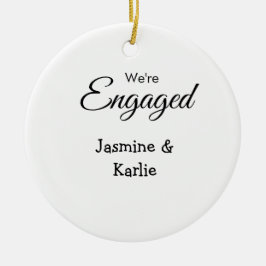 Ornamento De Cerâmica We are engaged couple name romantic stylish simple