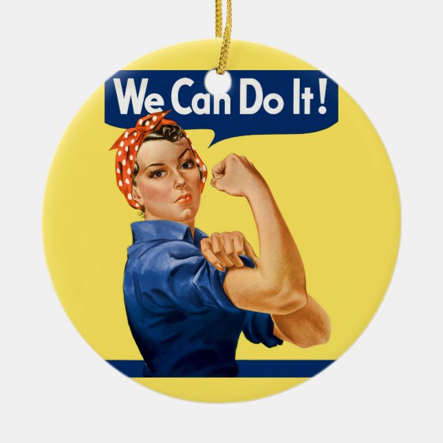 Ornamento De Cerâmica We Can Do It! Rosie the Riveter (Frente)