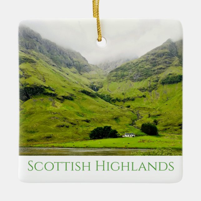 Ornamento De Cerâmica Wee White House Glen Coe Highlands Escoceses (Frente)