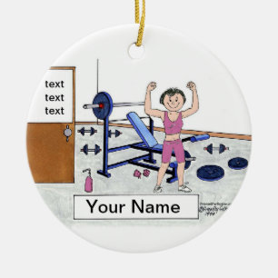 Ornamento De Cerâmica Weightlifter - fêmea, presente personalizado dos