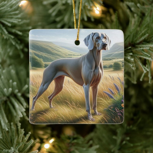Ornamento De Cerâmica Weimaraner (Árvore)