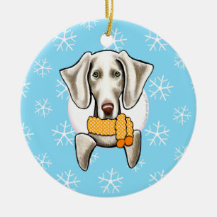 Ornamento De Cerâmica Weimaraner deixou-o nevar