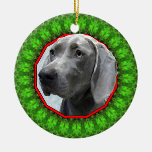 Ornamento De Cerâmica Weimaraner Howliday feliz