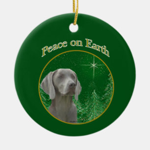 Ornamento De Cerâmica Weimeraner Peace on Earth Chaveiro