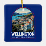Ornamento De Cerâmica Wellington New Zelândia Viagem Art Vintage<br><div class="desc">Wellington retro vetor viagem design. Wellington,  a capital da Nova Zelândia,  fica perto do ponto mais meridional da ilha do Norte no estreito de Cook.</div>