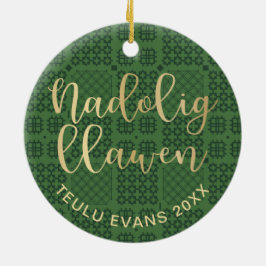 Ornamento De Cerâmica Welsh Tapeçaria Pestana, Carthen Nadolig