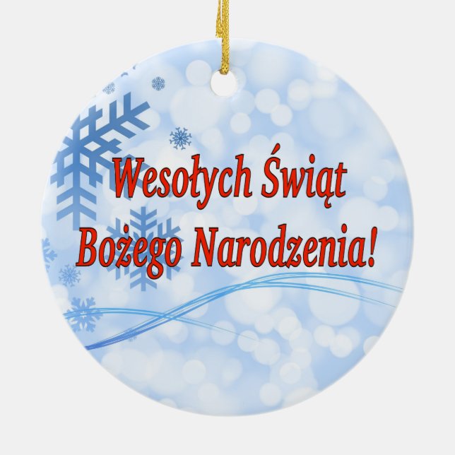 Ornamento De Cerâmica Wesołych Świąt ...! Feliz Natal em rf polonês (Traseira)