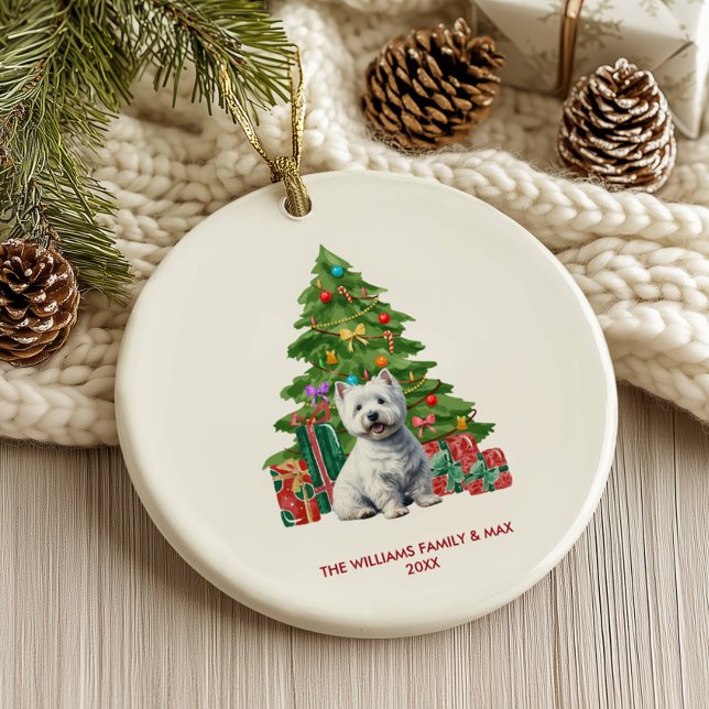Ornamento De Cerâmica West Highland Terrier Dog Personalizado Natal (Criador carregado)