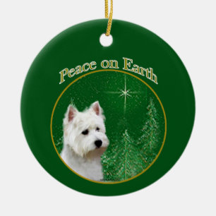 Ornamento De Cerâmica West Highland White Terrier Paz
