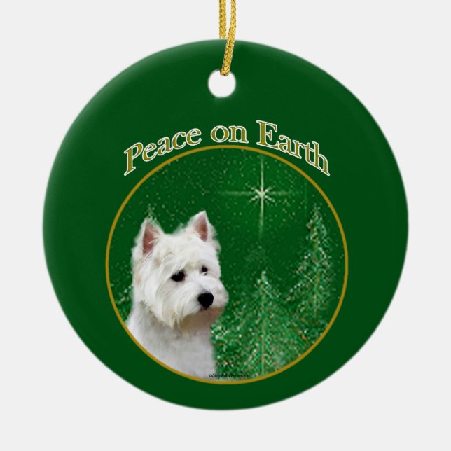 Ornamento De Cerâmica West Highland White Terrier Paz (Frente)