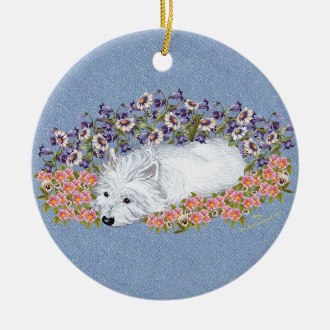 Ornamento De Cerâmica West Highland White Terrier Reponha (Frente)