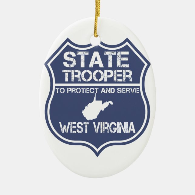 Ornamento De Cerâmica West Virginia State Trooper Protect and Serve (Frente)