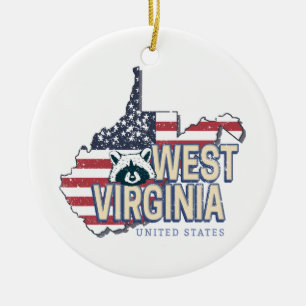 Ornamento De Cerâmica West Virginia United States Retro Map Vintage EUA