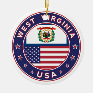 Ornamento De Cerâmica West Virginia, West Virginia Sticker, capa de tele