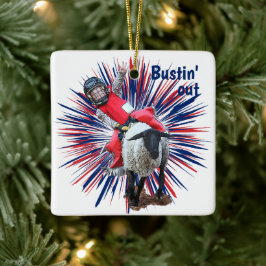 Ornamento De Cerâmica Western Rodeo Cowboy Cowboy Mutton Busting
