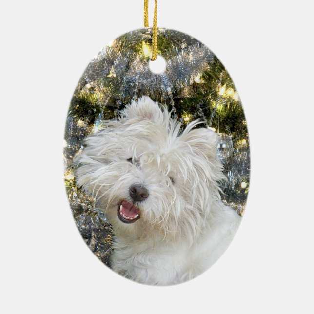 Ornamento De Cerâmica Westie Christmas (Verso)