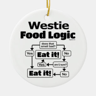 Ornamento De Cerâmica Westie Comida Logic